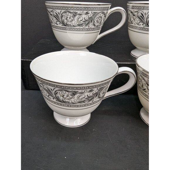 Harmony House Valencia 3685 Fine China Ceramic Footed Teacup Set of 4 No Saucer - Picture 3 of 10